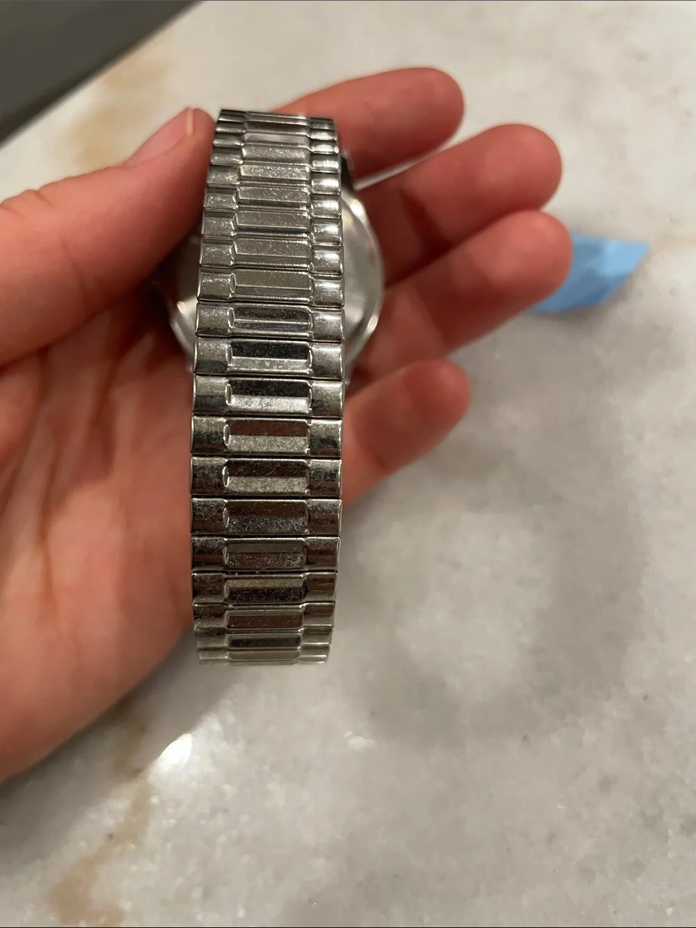 Men's Stainless Steel Watch with Navy Dial